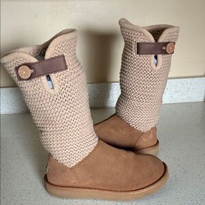 UGG Knit Tan and Brown Winter Boots